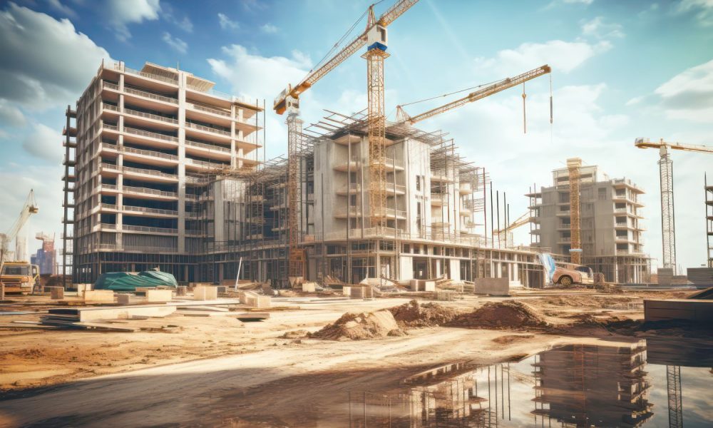 Baustelle eines großen Gebäudekompexes (Foto: Freepik, julienprotz) Wohnungsbau Deutschland: mehr Aufträge im März 2024 – aber Krise nicht vorbei
