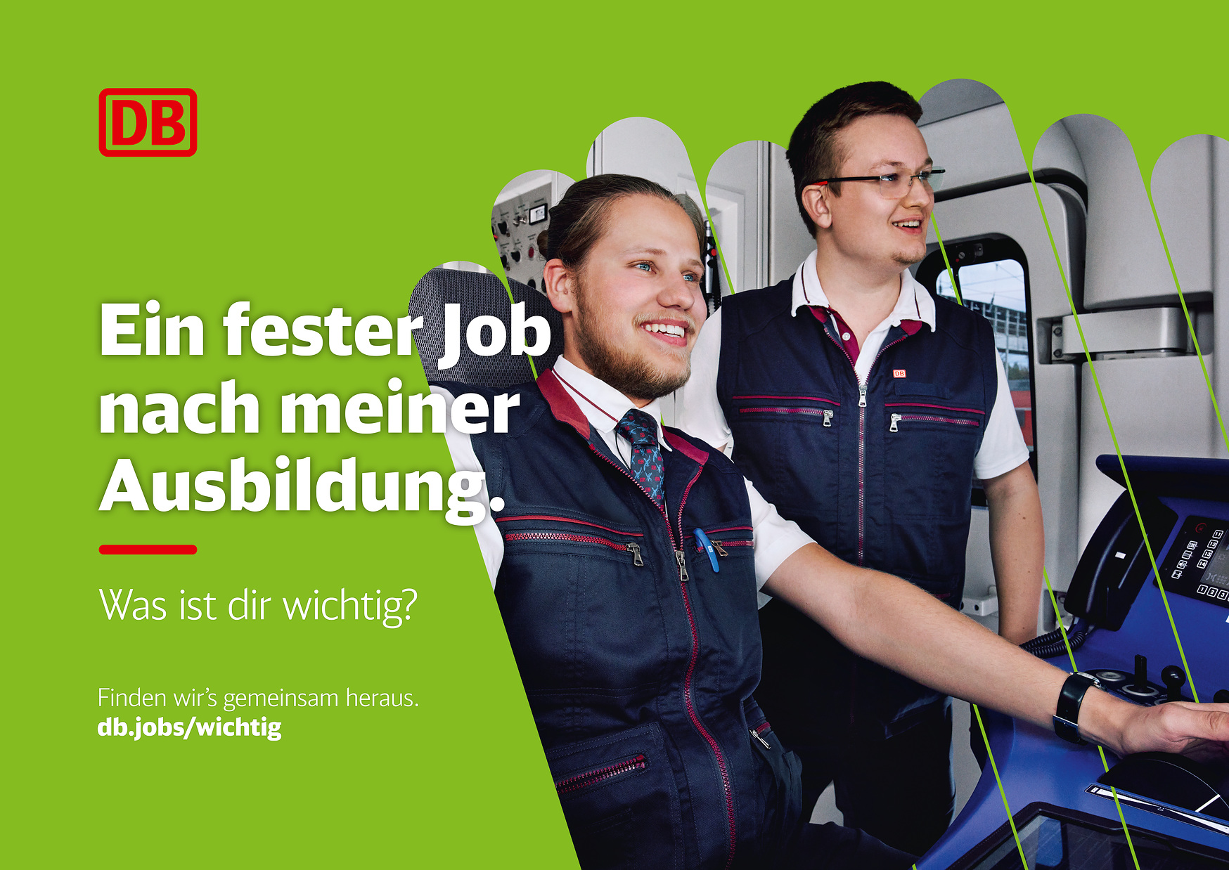 Motiv der neuen Arbeitgeberkampagne der Deutschen Bahn mit 2 Bahnmitarbeitern (Foto: Deutsche Bahn AG/Mat Neidhardt)
