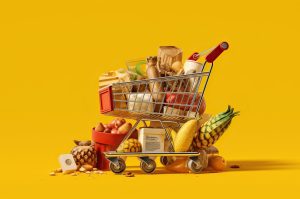 Einkaufswagen mit Lebensmitteln (Foto: Freepik, Asif Munir011) - Inflation März 2024: Verbraucher-Preise in Deutschland vor Zins-Entscheid
