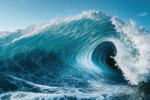 Große Wasserwelle im Meer, die gerade bricht (Foto: freepik, studioworkstock) - Tsunami-Warnung: Künstliche Intelligenz nutzt Schallwellen