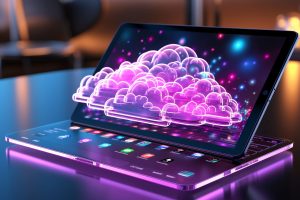 Laptop oder Tablet mit 3-dimensionaler Cloud (Symbolbild, Foto: freepik, nomannoor943) - HP Quartalszahlen: PC-Flaute und KI-Hoffnung – Prognose und Übersicht