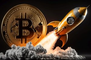 Bitcoin Münze neben eine startenden Rakete - Prognose Update (Foto: Freepik, bmw062017) - Bitcoin kaufen: jetzt schon zu spät? Das Prognose Update!
