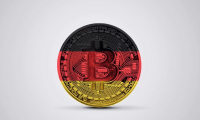 Deutschland-Flagge auf einem Bitcoin Kryptowährung