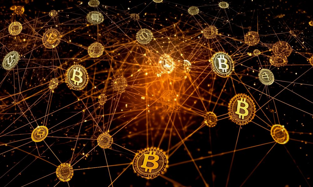 Netzwerk aus Bitcoin-Münzen (Foto: Freepik, Bindi Agency)