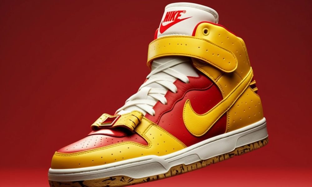 Gelb-roter Schuh mit Nike-Logo (Symbolbild, Foto: Freepik, Tryona)