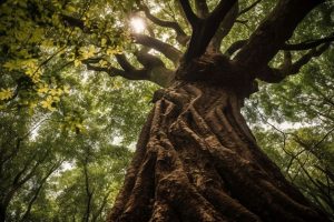 Stamm und Krone eines Laubbaums in einem Wald (Foto: freepik, vecstock) - Bio-Sprit aus Holz: Forscher verändert Bäume, um Bioethanol zu produzieren