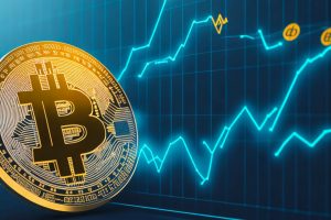 Bitcoin-Münze vor einem Chart (Foto: Freepik, CreativeDesign99) - Bitcoin Prognose Update - droht der 50-Prozent-Absturz?
