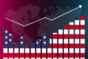 Chart in Form einer US-Flagge - Die US-Wirtschaft ist überraschend stark gewachsen